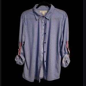 New York Laundry Blue Striped Womens Shirt, Xl